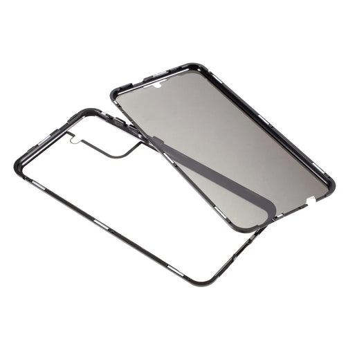 Lock Installation Metal Frame + Double Side Tempered Glass Full Protection Anti-spy Phone Case for Samsung Galaxy S21 4G/5G - Black - 1