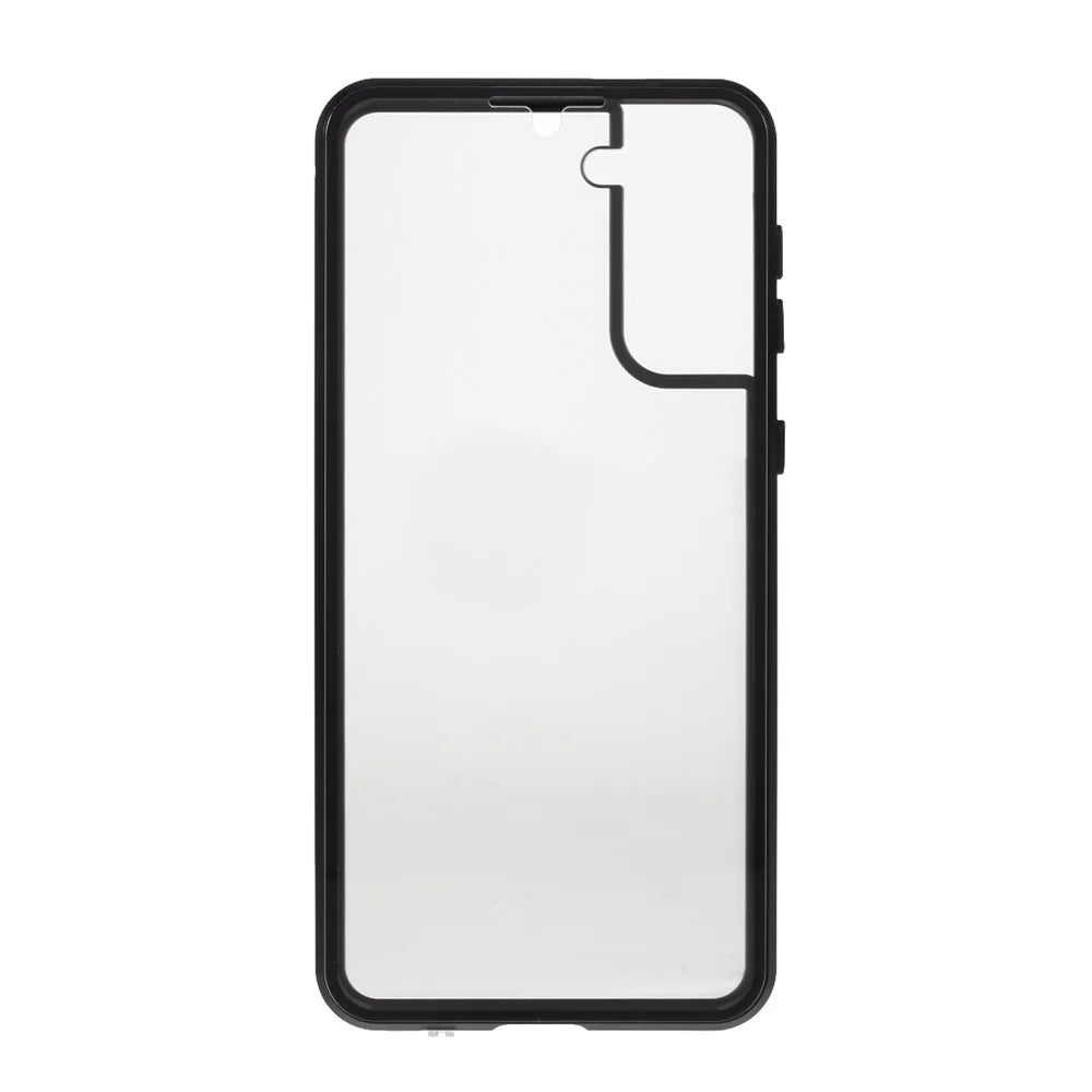 Lock Installation Metal Frame + Double Side Tempered Glass Full Protection Anti-spy Phone Case for Samsung Galaxy S21 4G/5G - Black - 2