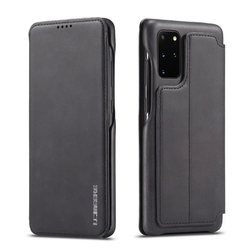 LC.IMEEKE Retro Style Leather Phone Case Cover with Card Holder for Samsung Galaxy S20 FE 4G/FE 5G/S20 Lite/S20 FE 2022 - Black - 1