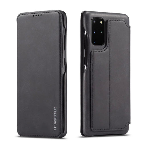 LC.IMEEKE Retro Style Leather Phone Case Cover with Card Holder for Samsung Galaxy S20 FE 4G/FE 5G/S20 Lite/S20 FE 2022 - Black - 1