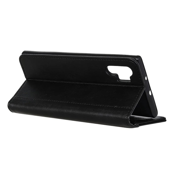 For Samsung Galaxy A32 4G (EU Version) Auto-absorbed Design Litchi Skin Split Leather Case Wallet Cover - Black - 4