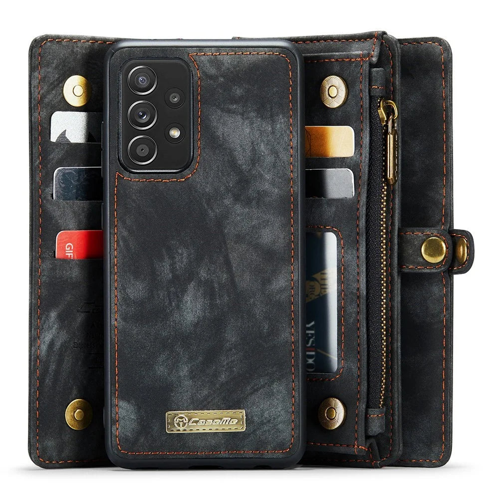 CASEME Multi-function Wallet 2-in-1 TPU + PU Leather Phone Shell with Stand for Samsung Galaxy A72 4G / 5G - Black - 3