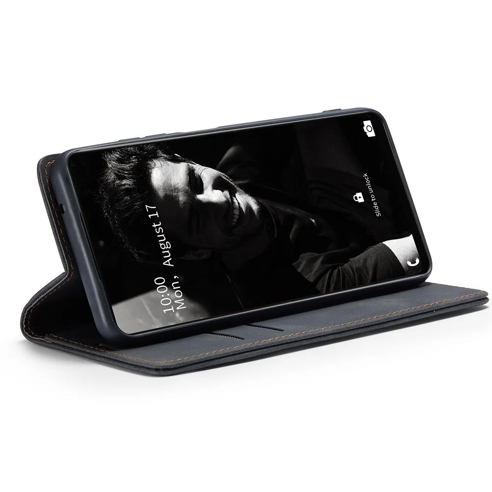 CASEME 013 Series Automatic Suction Leather Wallet Case for Samsung Galaxy A72 4G/5G - Black - 3