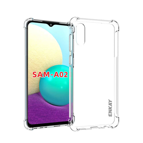 ENKAY HAT PRINCE ENK-PC107 4 Corners Anti-drop Airbag Anti-slip Clear TPU Cover Case for Samsung Galaxy A02 - 1