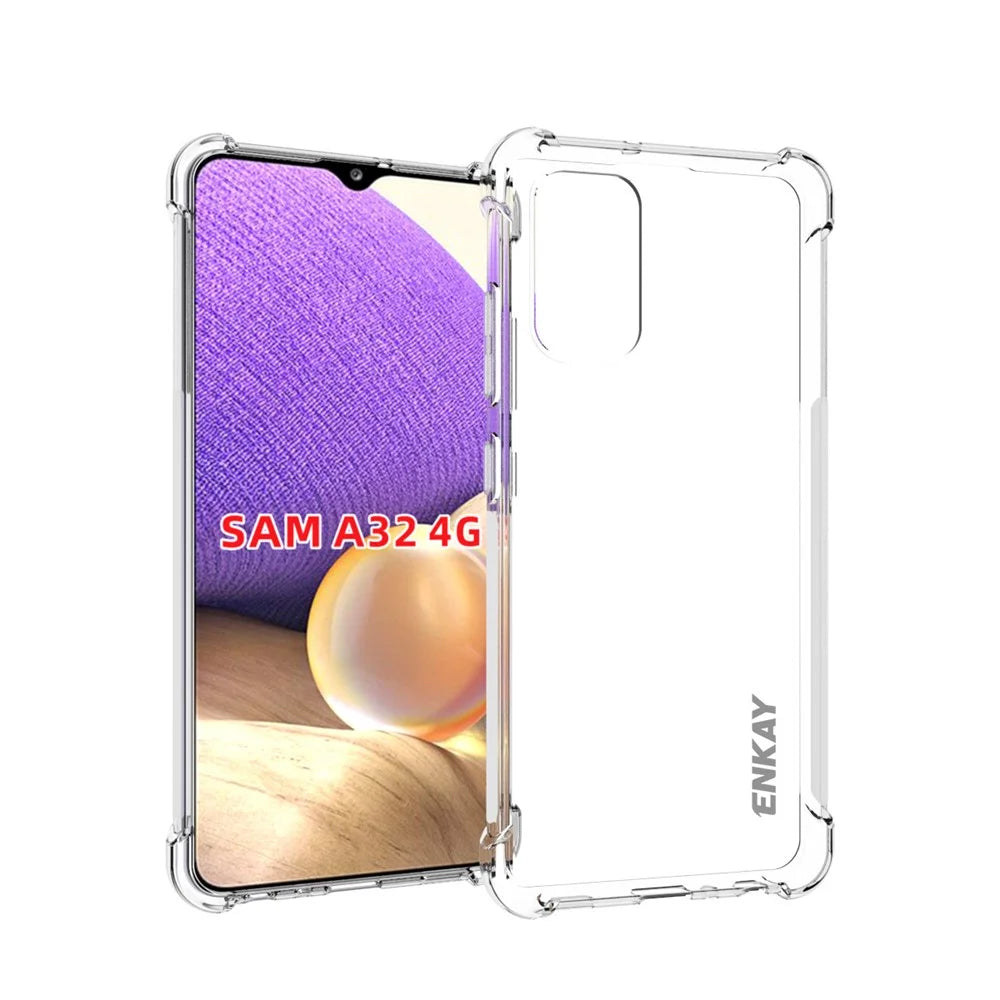 ENKAY HAT PRINCE ENK-PC108 Clear TPU Protector Antislip 4 Corners Thickened Shockproof Case Cover for Samsung Galaxy A32 4G - 1