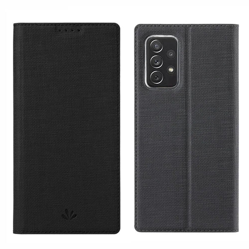 VILI DMX for Samsung A52 4G/5G / A52s 5G Cross Texture Leather Stand Case - Black - 1