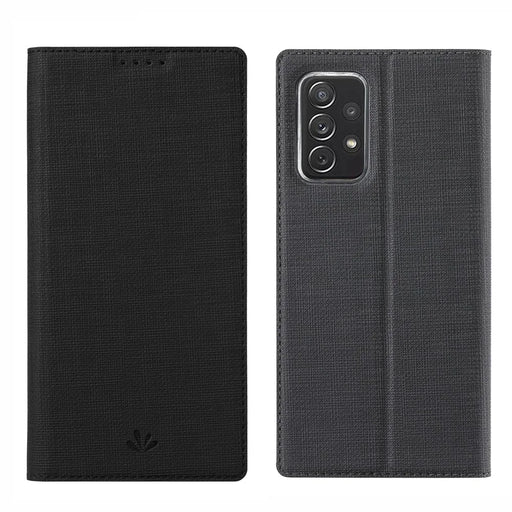 VILI DMX for Samsung A52 4G/5G / A52s 5G Cross Texture Leather Stand Case - Black - 1