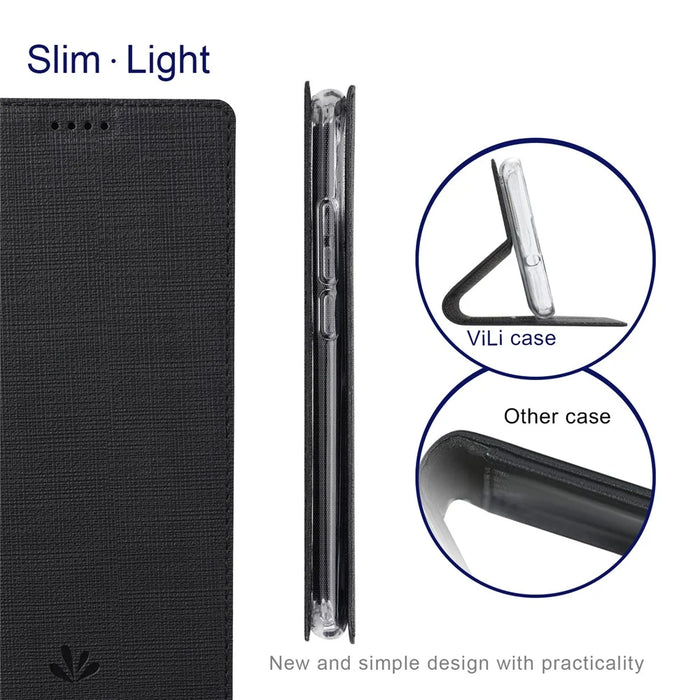 VILI DMX for Samsung A52 4G/5G / A52s 5G Cross Texture Leather Stand Case - Black - 5