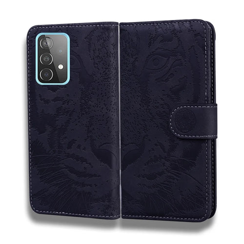 Imprinted Tiger Pattern Stand Wallet Case Leather Cover for Samsung Galaxy A52 4G/5G / A52s 5G - Black - 1