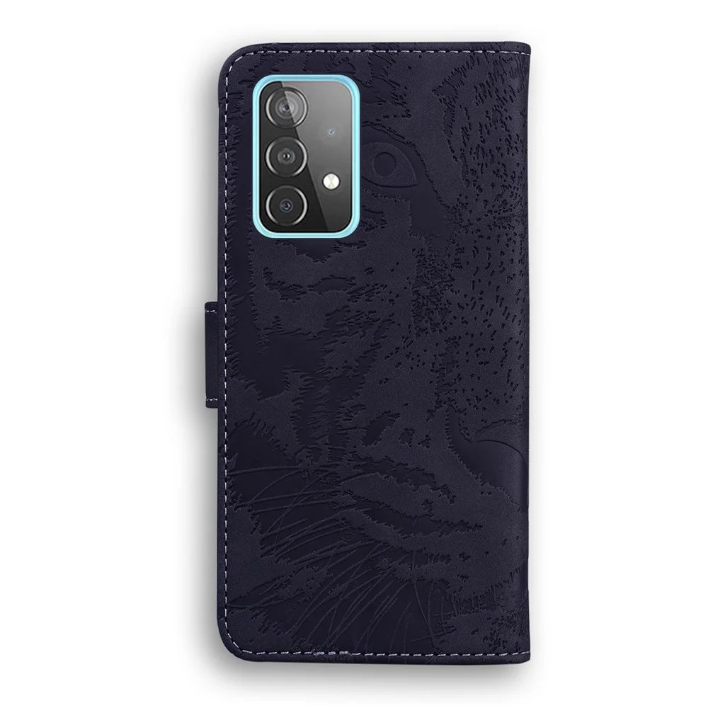 Imprinted Tiger Pattern Stand Wallet Case Leather Cover for Samsung Galaxy A52 4G/5G / A52s 5G - Black - 3