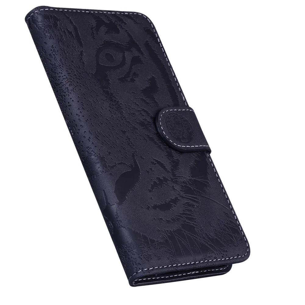 Imprinted Tiger Pattern Stand Wallet Case Leather Cover for Samsung Galaxy A52 4G/5G / A52s 5G - Black - 6