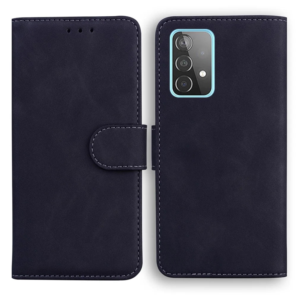 Wallet Design Solid Color Leather Phone Case Stand Cover for Samsung Galaxy A52 4G/5G / A52s 5G - Black - 1