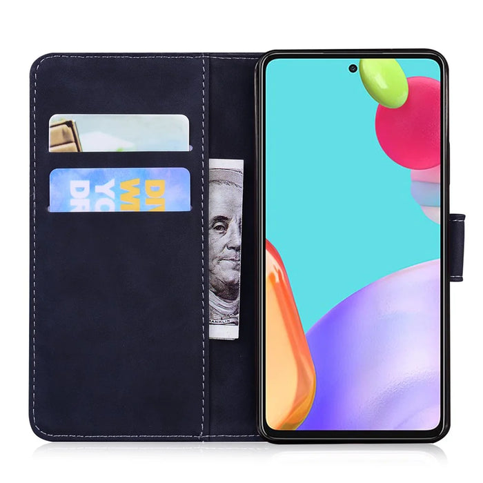 Wallet Design Solid Color Leather Phone Case Stand Cover for Samsung Galaxy A52 4G/5G / A52s 5G - Black - 4