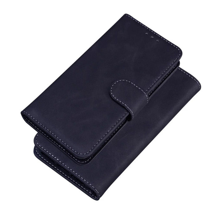Wallet Design Solid Color Leather Phone Case Stand Cover for Samsung Galaxy A52 4G/5G / A52s 5G - Black - 7