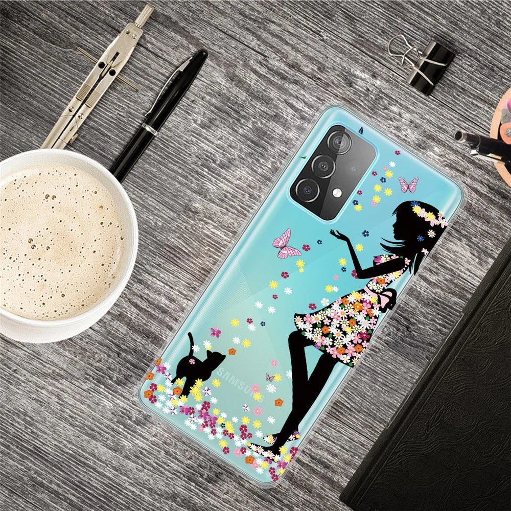 Pattern Printing Soft TPU Phone Cover Case for Samsung Galaxy A32 4G (EU Version) - Beautiful Girl - 2