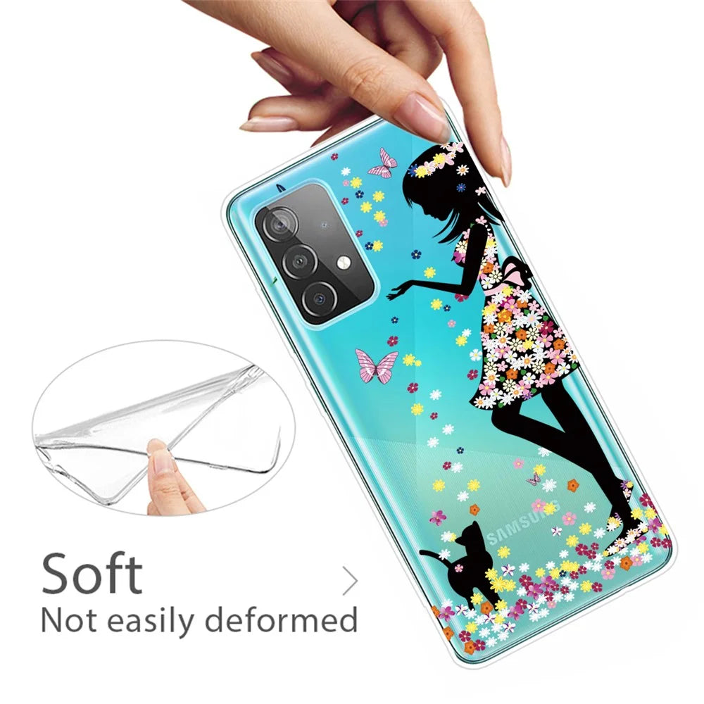 Pattern Printing Soft TPU Phone Cover Case for Samsung Galaxy A32 4G (EU Version) - Beautiful Girl - 3