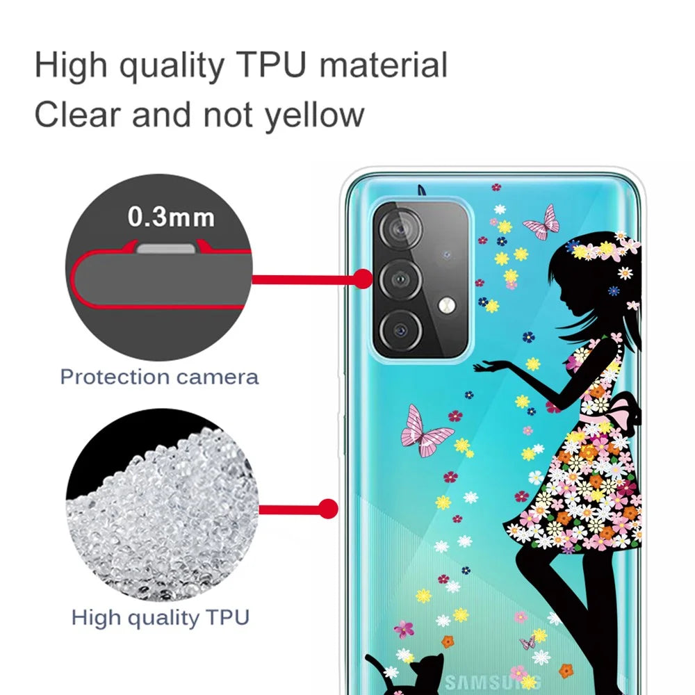 Pattern Printing Soft TPU Phone Cover Case for Samsung Galaxy A32 4G (EU Version) - Beautiful Girl - 4