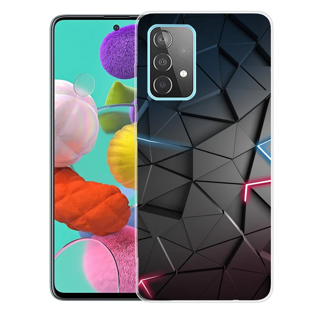 Beautiful Pattern Printing Soft TPU Phone Cover Case for Samsung Galaxy A32 4G (EU Version) - Black - 1