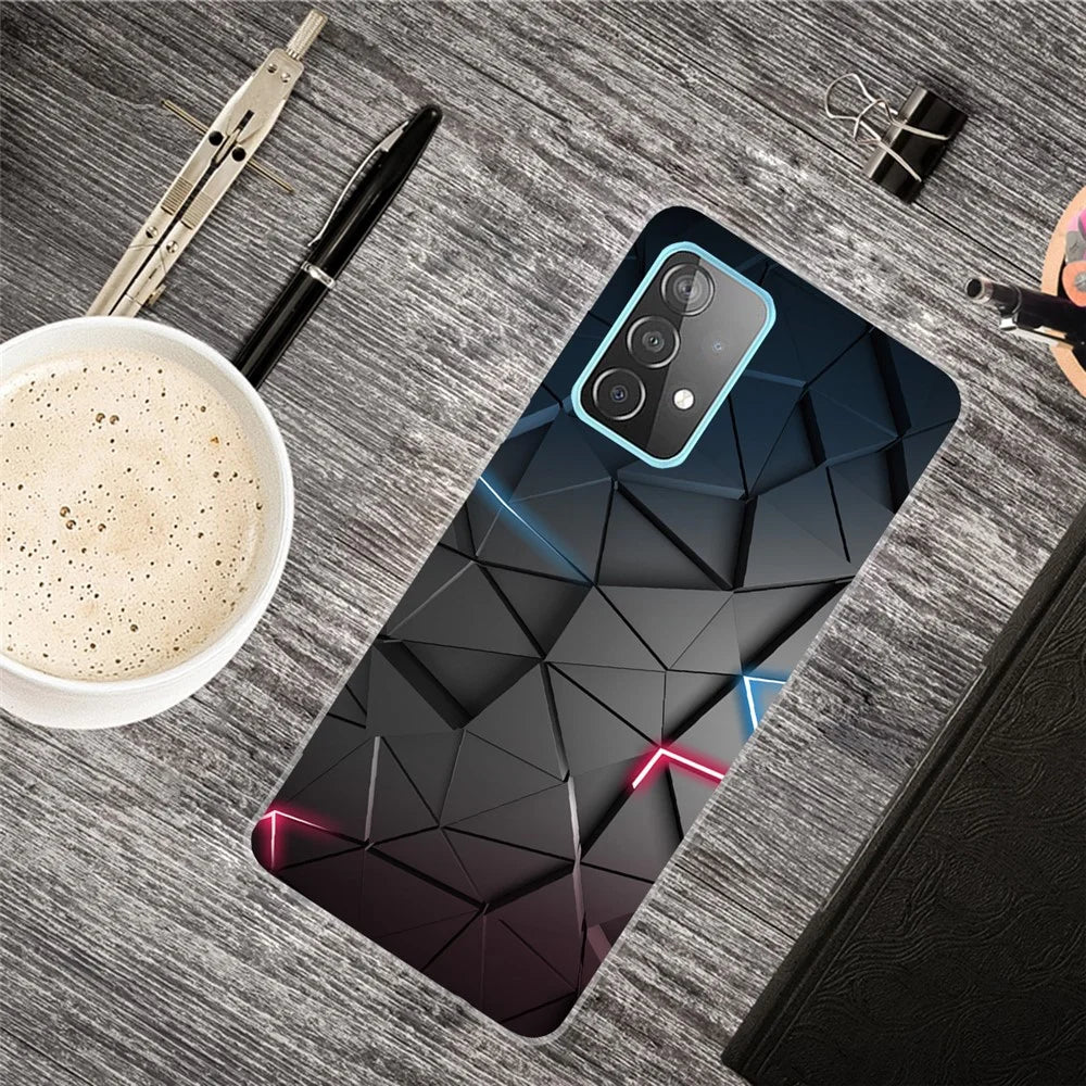 Beautiful Pattern Printing Soft TPU Phone Cover Case for Samsung Galaxy A32 4G (EU Version) - Black - 2