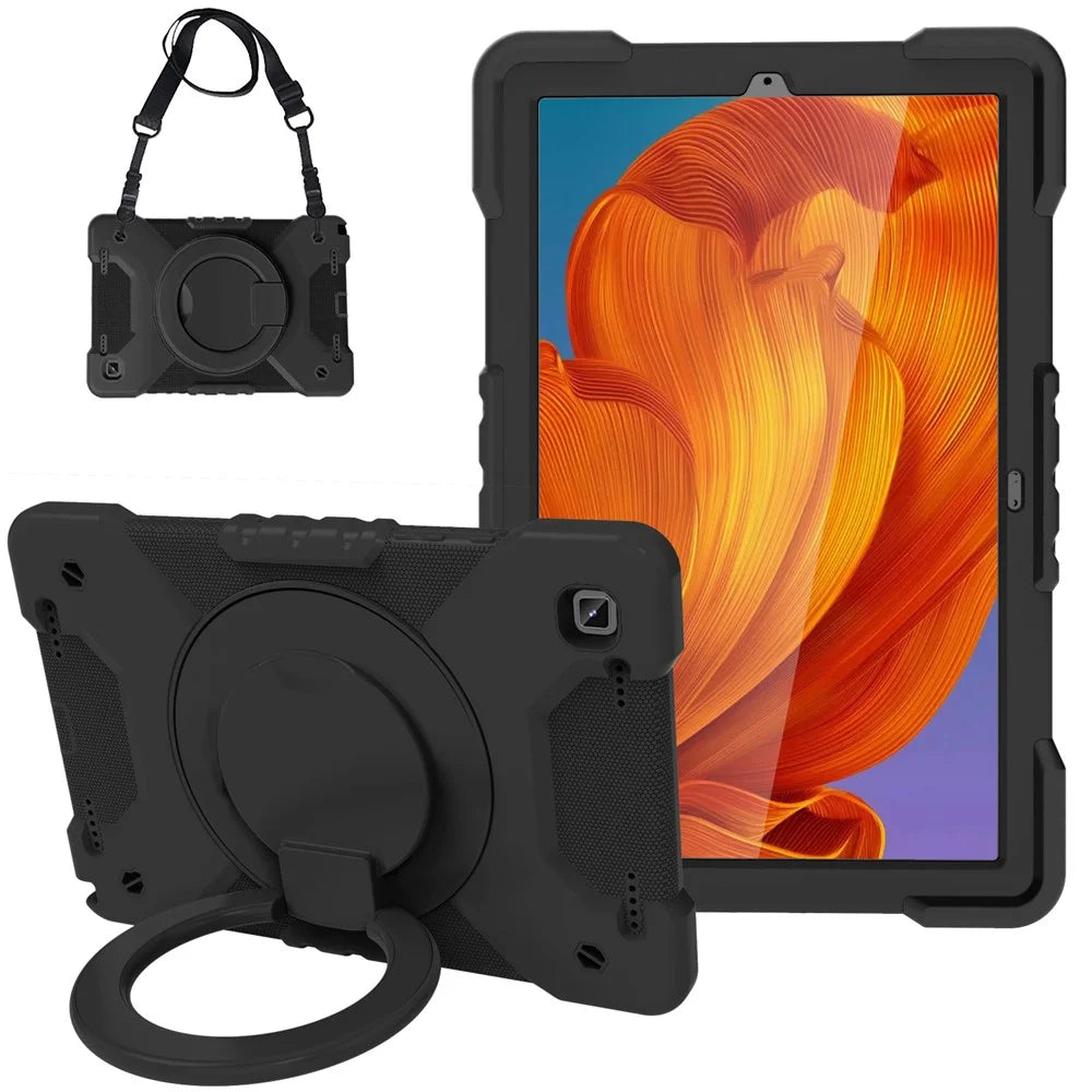 PC + Silicone Hybrid Tablet Case with Shoulder Strap for Samsung Galaxy Tab A7 10.4 (2022) / (2020) - Black - 1