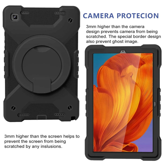 PC + Silicone Hybrid Tablet Case with Shoulder Strap for Samsung Galaxy Tab A7 10.4 (2022) / (2020) - Black - 6