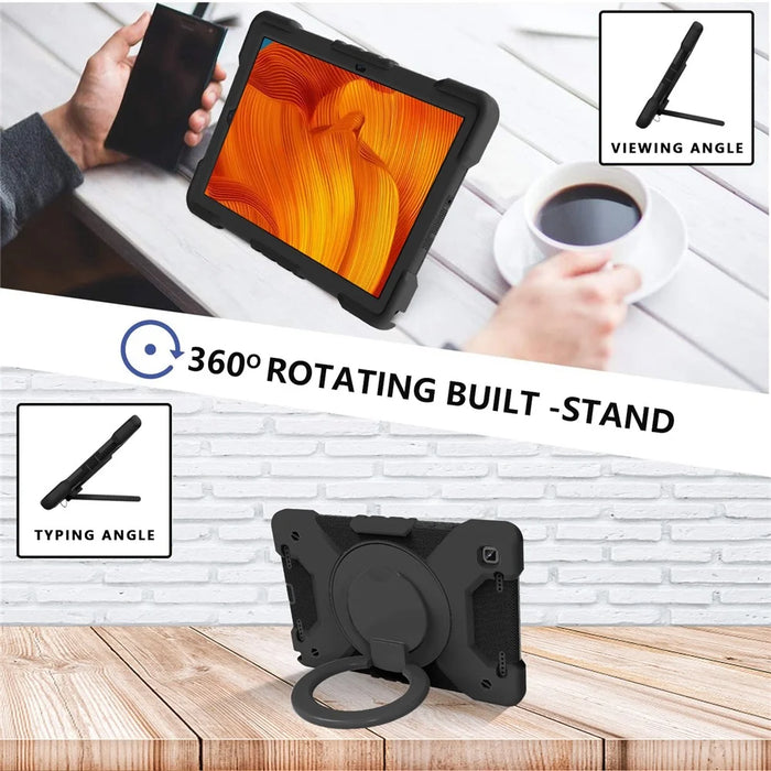 PC + Silicone Hybrid Tablet Case with Shoulder Strap for Samsung Galaxy Tab A7 10.4 (2022) / (2020) - Black - 7