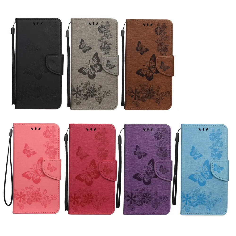 Imprinted Butterflies Flower Leather Wallet Stand Case Shell for Samsung Galaxy A32 5G/M32 5G - Purple - 7