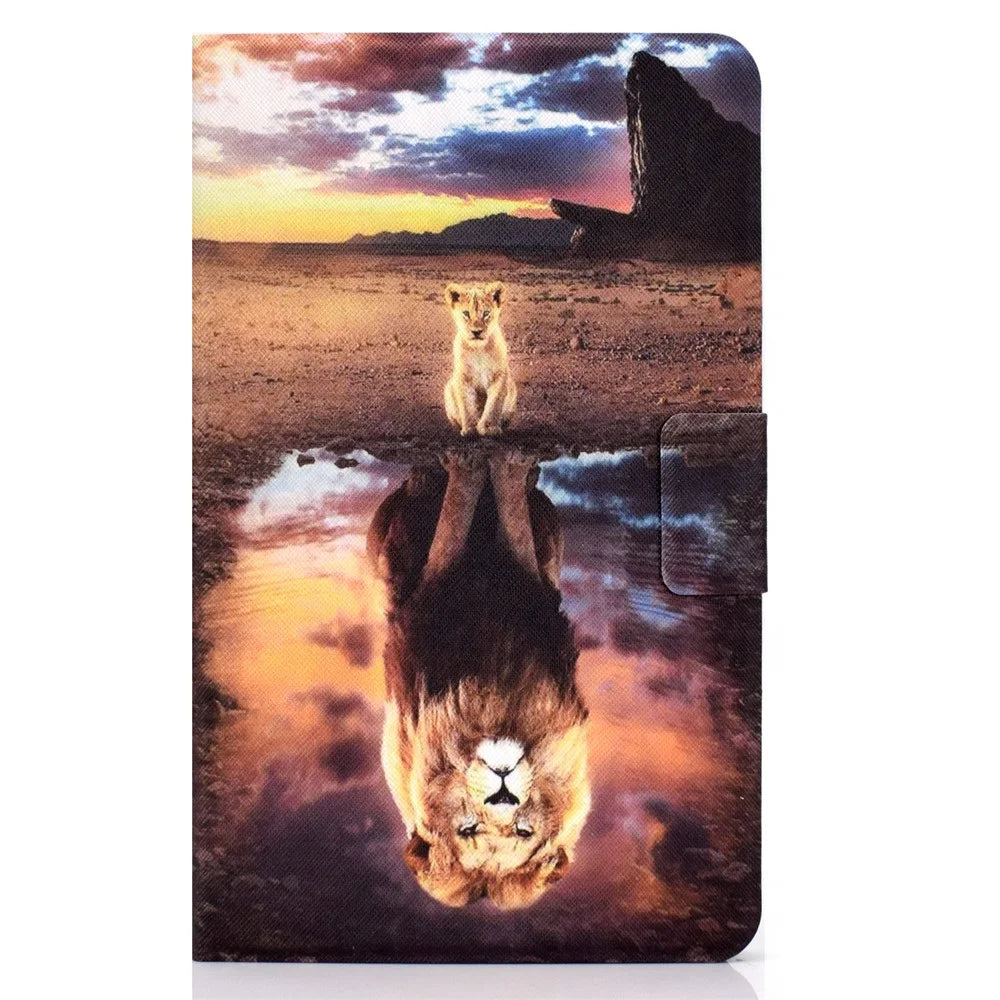 Pattern Printing Leather Full Protection Tablet Case for Samsung Galaxy Tab S6 Lite (2020) P615 P610 / (2022) / (2024) - Lion - 5