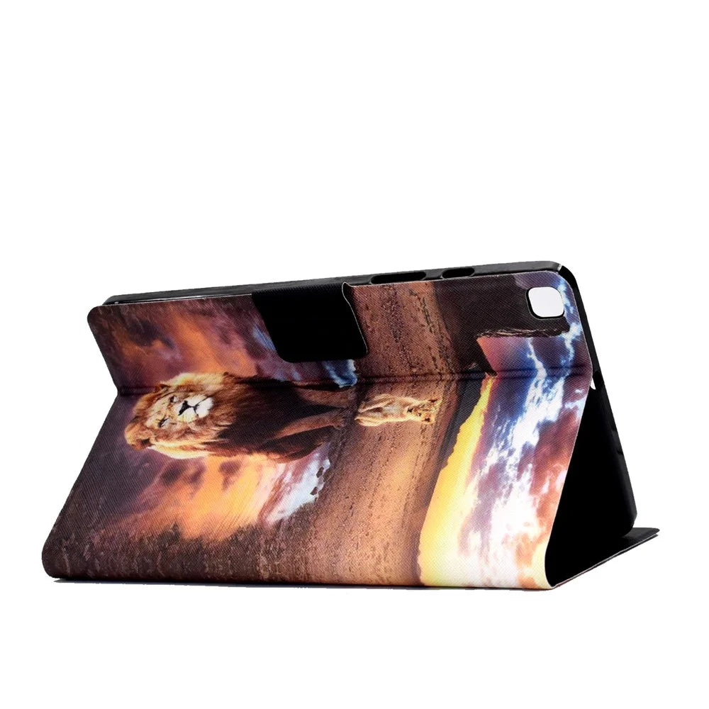 Pattern Printing Leather Full Protection Tablet Case for Samsung Galaxy Tab S6 Lite (2020) P615 P610 / (2022) / (2024) - Lion - 7