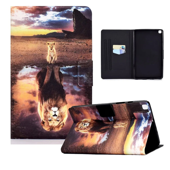 Stand Design Pattern Printing Leather Full Protection Tablet Case for Samsung Galaxy Tab A7 10.4 (2020) T500 - Lion - 1