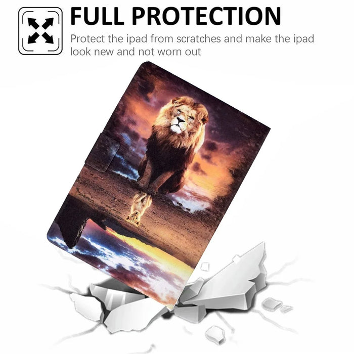 Stand Design Pattern Printing Leather Full Protection Tablet Case for Samsung Galaxy Tab A7 10.4 (2020) T500 - Lion - 4
