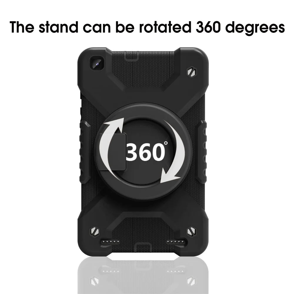360 Degree Swivel Kickstand Design PC + Silicone Hybrid Tablet Case with Shoulder Strap for Samsung Galaxy Tab A 8.0 Wi-Fi (2019) SM-T290 - Black - 3