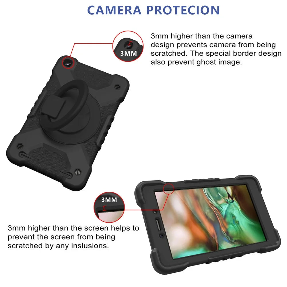 360 Degree Swivel Kickstand Design PC + Silicone Hybrid Tablet Case with Shoulder Strap for Samsung Galaxy Tab A 8.0 Wi-Fi (2019) SM-T290 - Black - 6