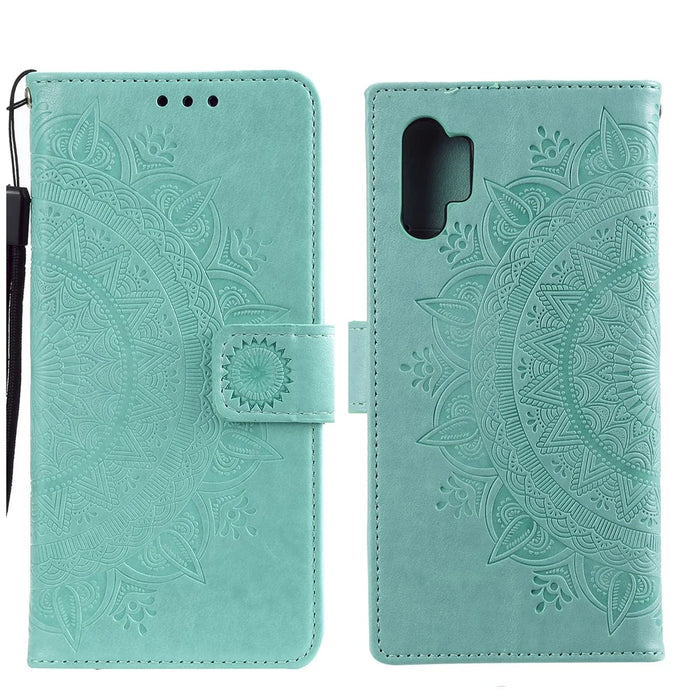 Imprinted Mandala Flower Wallet Leather Case with Strap for Samsung Galaxy A32 4G (EU Version) - Green - 1
