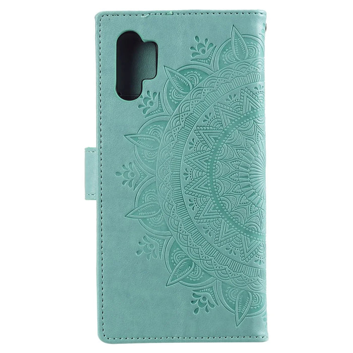 Imprinted Mandala Flower Wallet Leather Case with Strap for Samsung Galaxy A32 4G (EU Version) - Green - 2