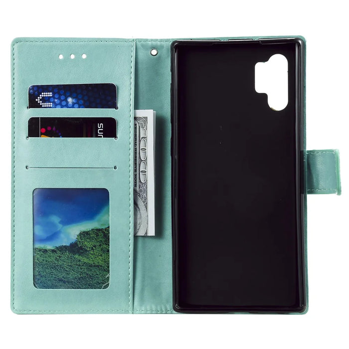 Imprinted Mandala Flower Wallet Leather Case with Strap for Samsung Galaxy A32 4G (EU Version) - Green - 3