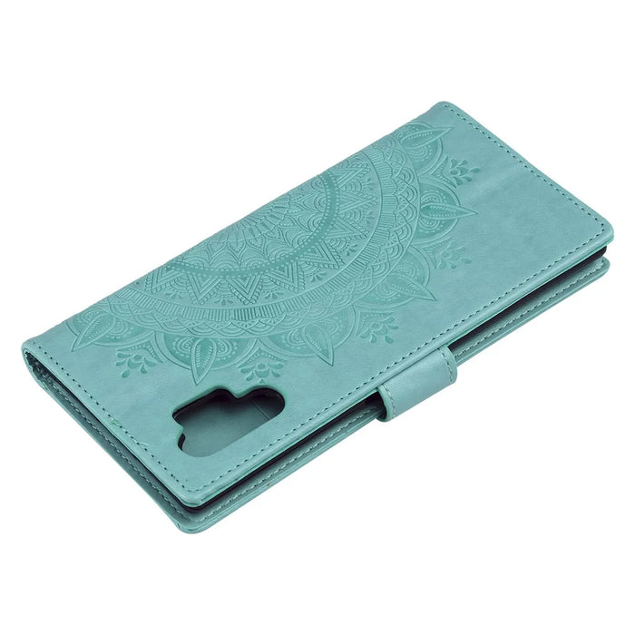 Imprinted Mandala Flower Wallet Leather Case with Strap for Samsung Galaxy A32 4G (EU Version) - Green - 7