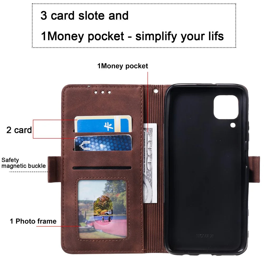 Vintage Splicing Style Wallet Stand Leather Flip Phone Casing for Samsung Galaxy A12/M12 - Brown - 3