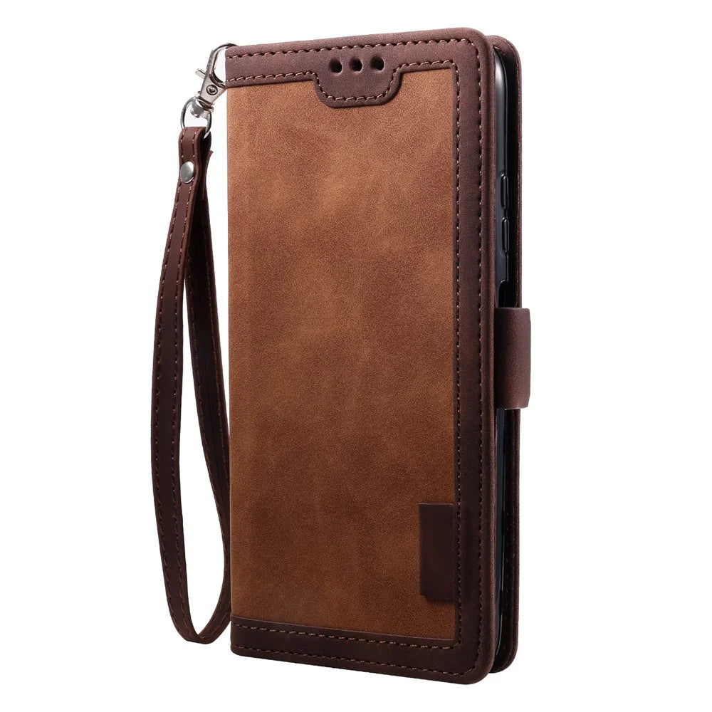 Vintage Splicing Style Wallet Stand Leather Flip Phone Casing for Samsung Galaxy A12/M12 - Brown - 7