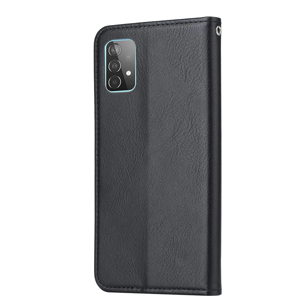 Auto-absorbed Wallet Stand Leather Protector Phone Cover for Samsung Galaxy A52 4G/5G / A52s 5G - Black - 3