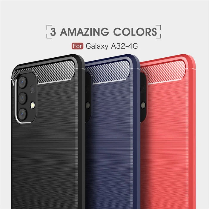 For Samsung Galaxy A32 4G (EU Version) Anti-Fingerprint Carbon Fiber Design Soft TPU Brushed Phone Case - Black - 2