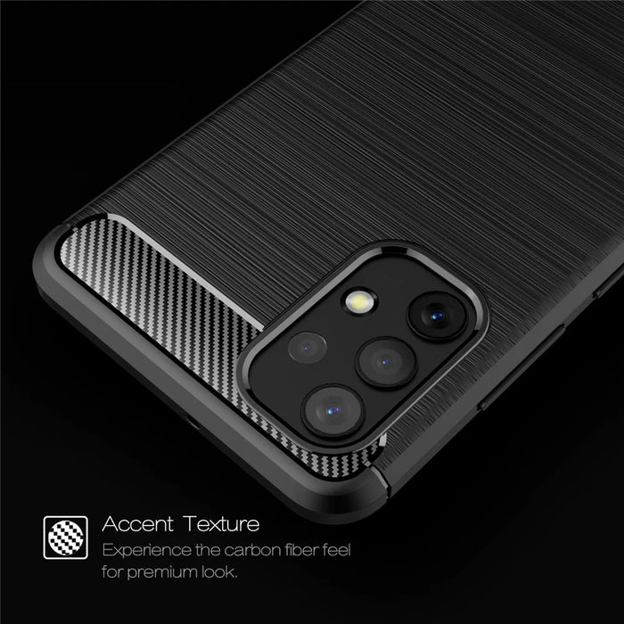 For Samsung Galaxy A32 4G (EU Version) Anti-Fingerprint Carbon Fiber Design Soft TPU Brushed Phone Case - Black - 3