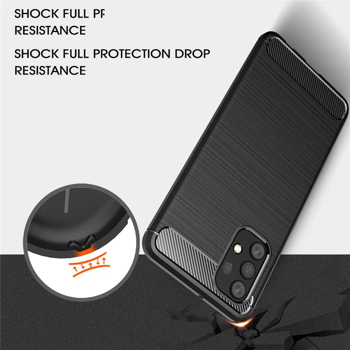 For Samsung Galaxy A32 4G (EU Version) Anti-Fingerprint Carbon Fiber Design Soft TPU Brushed Phone Case - Black - 4