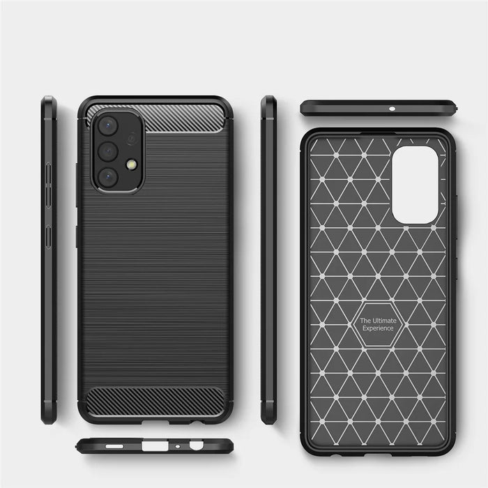 For Samsung Galaxy A32 4G (EU Version) Anti-Fingerprint Carbon Fiber Design Soft TPU Brushed Phone Case - Black - 6