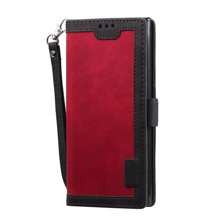 Vintage Splicing Style Wallet Stand Leather Flip Phone Casing for Samsung Galaxy A32 5G/M32 5G - Red - 3