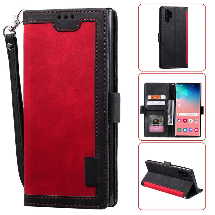 Vintage Splicing Style Wallet Stand Leather Flip Phone Casing for Samsung Galaxy A32 5G/M32 5G - Red - 7