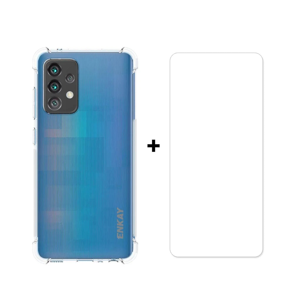 ENKAY HAT PRINCE Anti-slip Design Transparent TPU Case with 0.26mm 9H 2.5D Tempered Glass Screen Film for Samsung Galaxy A52 4G/5G / A52s 5G - 1
