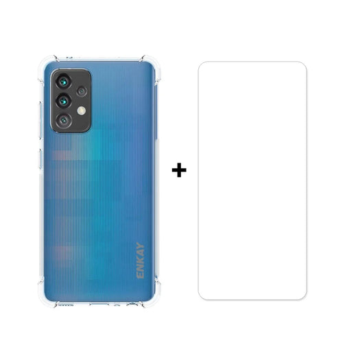 ENKAY HAT PRINCE Anti-slip Design Transparent TPU Case with 0.26mm 9H 2.5D Tempered Glass Screen Film for Samsung Galaxy A52 4G/5G / A52s 5G - 1