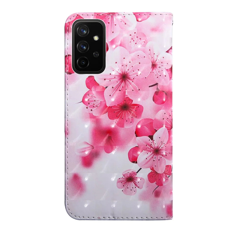 3D Pattern Printing Wallet Stand PU Leather Full-Protection Phone Cover Case for Samsung Galaxy A32 5G/M32 5G - Flower - 2