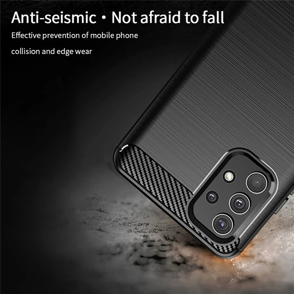 MOFI Carbon Fiber Brushed TPU Cover for Samsung Galaxy A32 4G (EU Version) - Black - 4